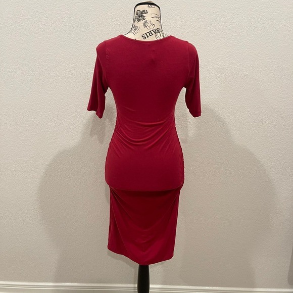 Seraphine Maternity Dress Ruched Bodycon Short Sleeve Size 2 - Picture 3 of 5